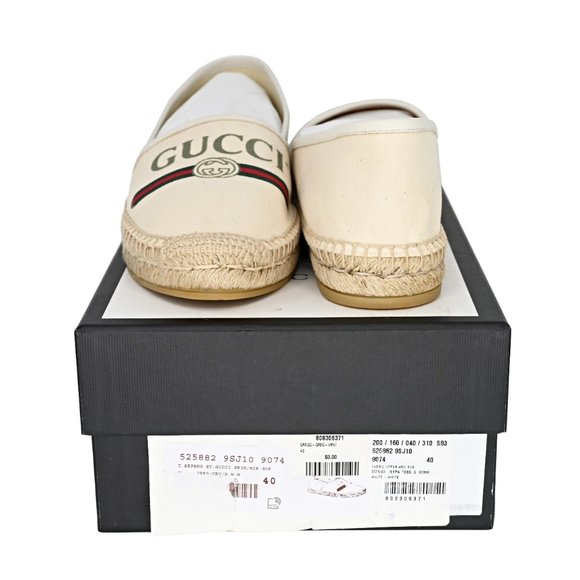 Gucci Women's Logo Print Canvas Espadrille Flats - Picture 9 of 12